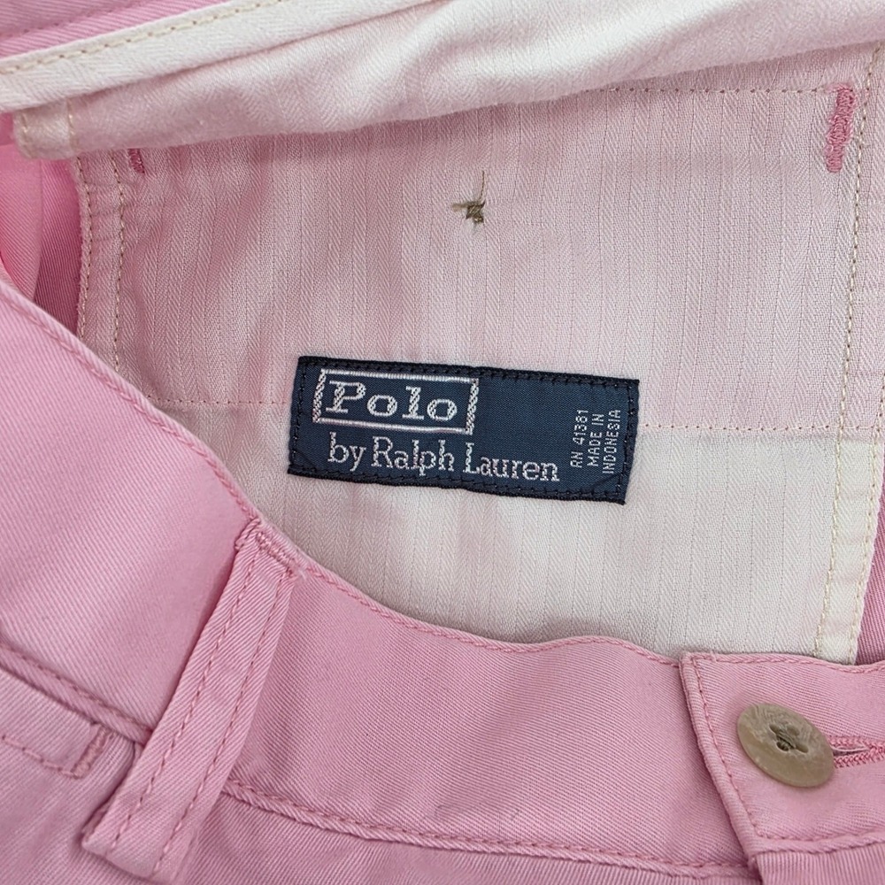 Polo Ralph Lauren Pink Chino Flat Front Shorts Mens Size 34 Preppy Golf - Picture 4 of 7